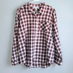 Christopher & Banks Pleat Back Plaid Button Up